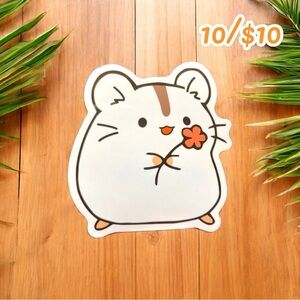 10 / $10 - Hamster with Flower Sticker - Adorable